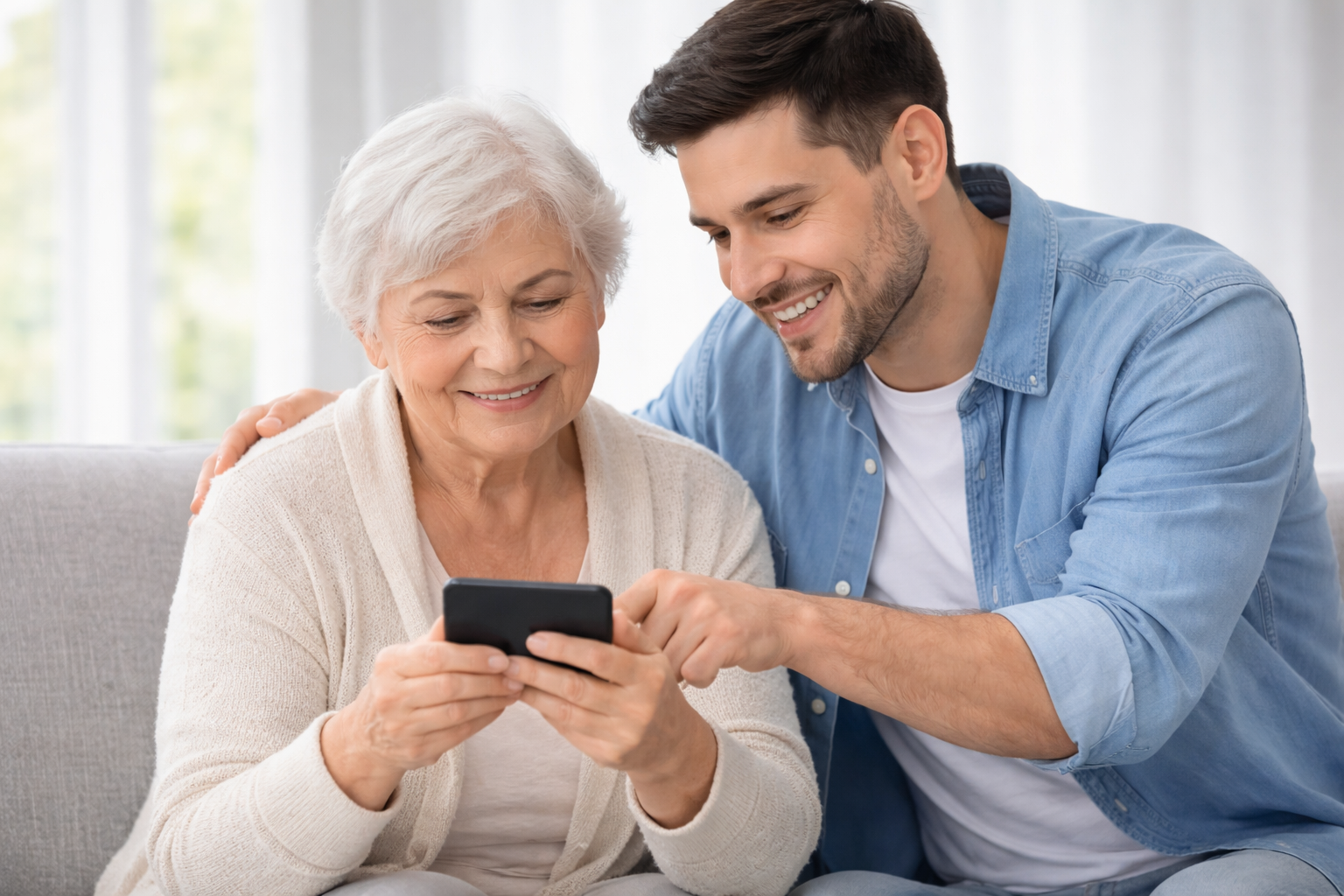 Caregiver supporting a loved one at home