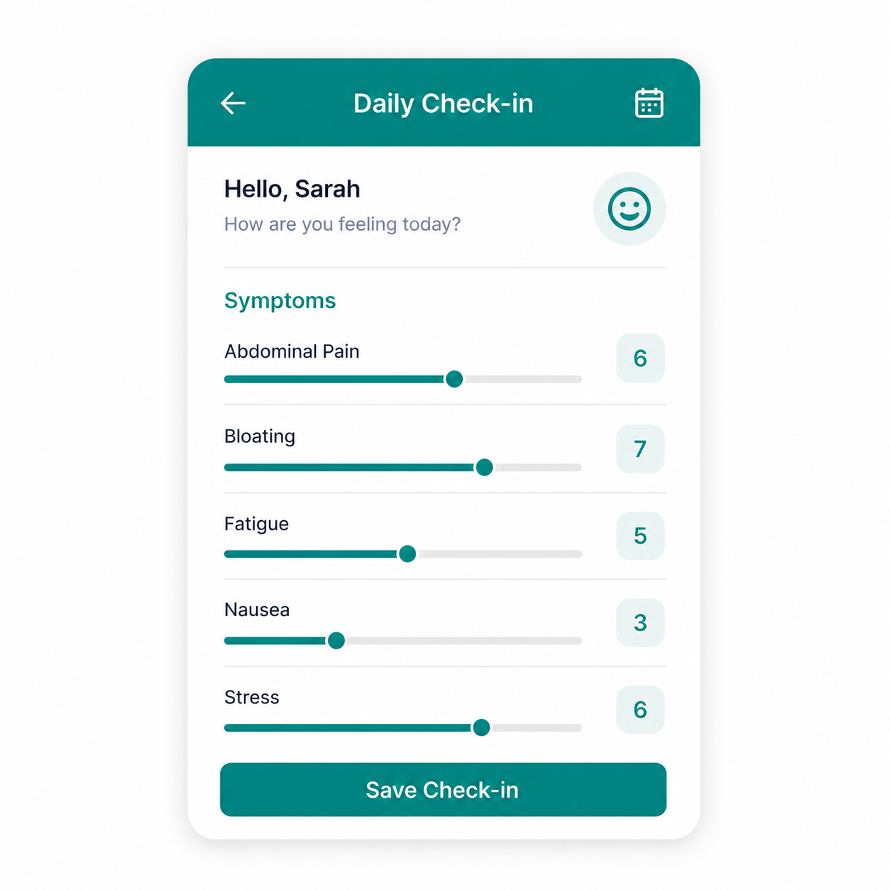 Daily symptom check-in
